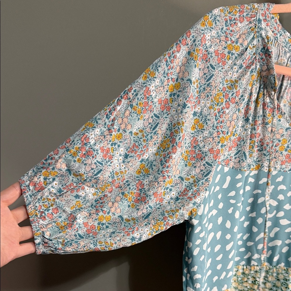 Umgee Boho Patchwork Blouse Size Small - image 4